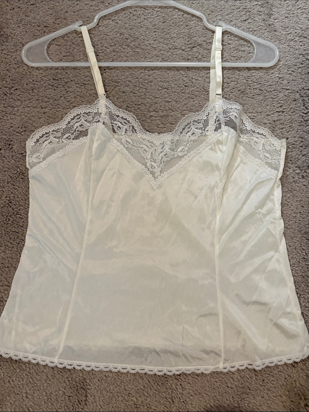 Satin Lace-Trim Camisole in Cream